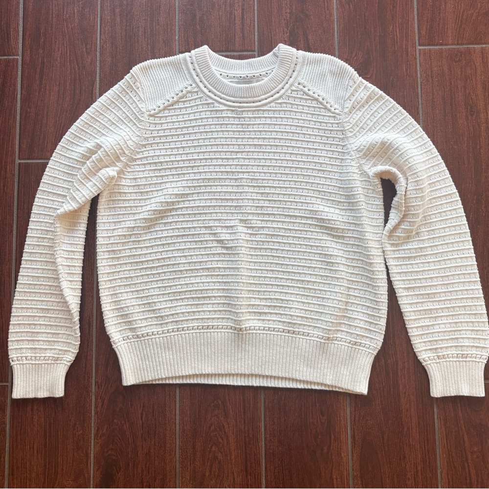 Ann Taylor Loft 100% cotton cream off white long sleeved sweater size XL women’s